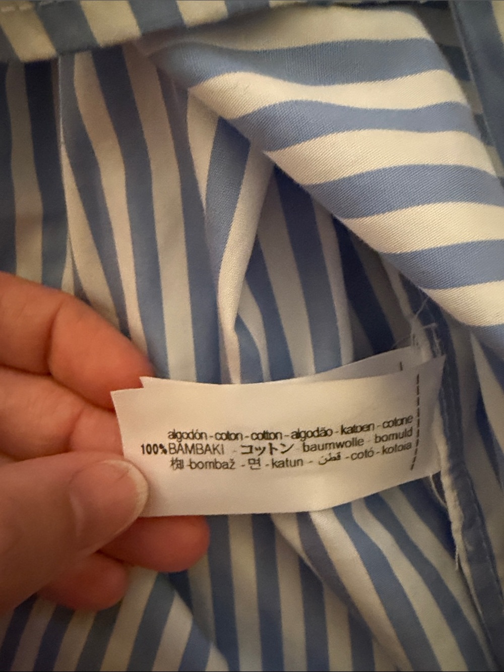 Zara Blue & White Striped Tie-Neck Poplin Blouse - Picture 2 of 3